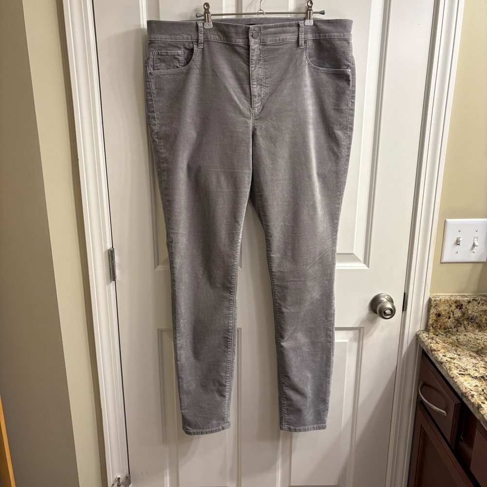 TALL Ann Taylor Gray Velvet Skinny Modern Leg Pants 16 Tall